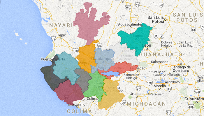 Imagen alusiva a la sección Regiones de Jalisco.