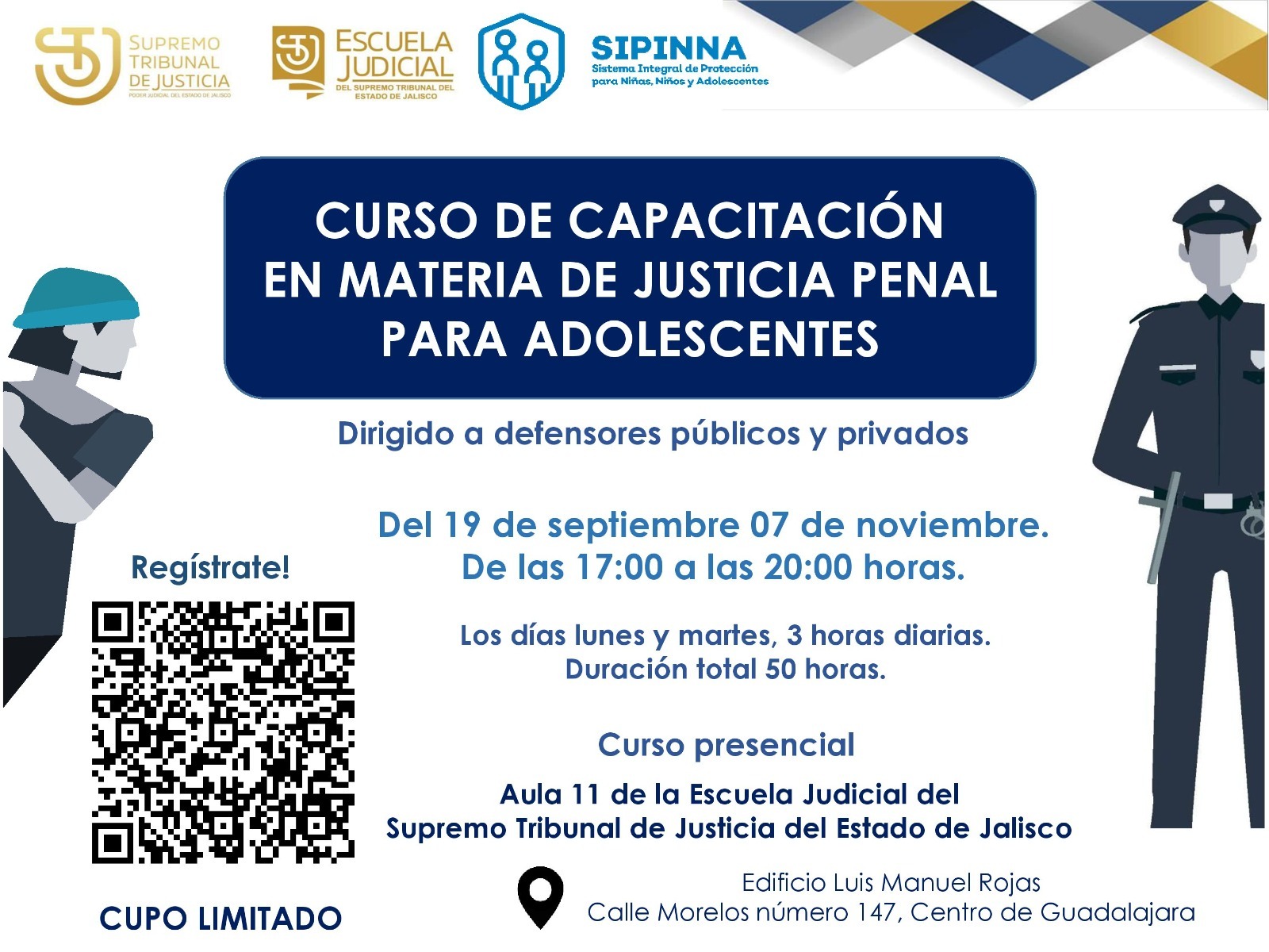SIPINNA y el Supremo Tribunal de Justicia invitan a abogados a capacitarse en justicia penal para adolescentes 