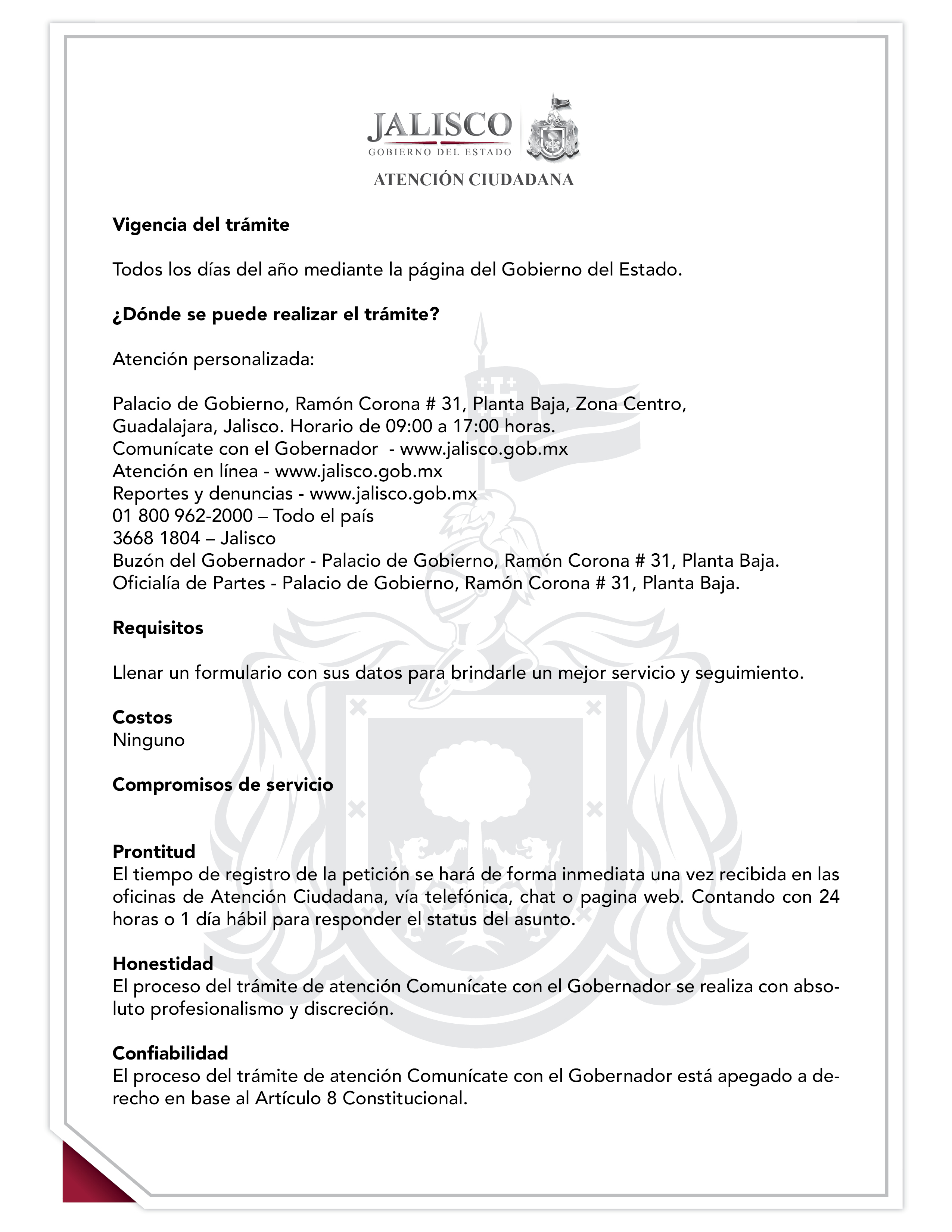 Carta Compromiso al Ciudadano  Gobierno del Estado de Jalisco