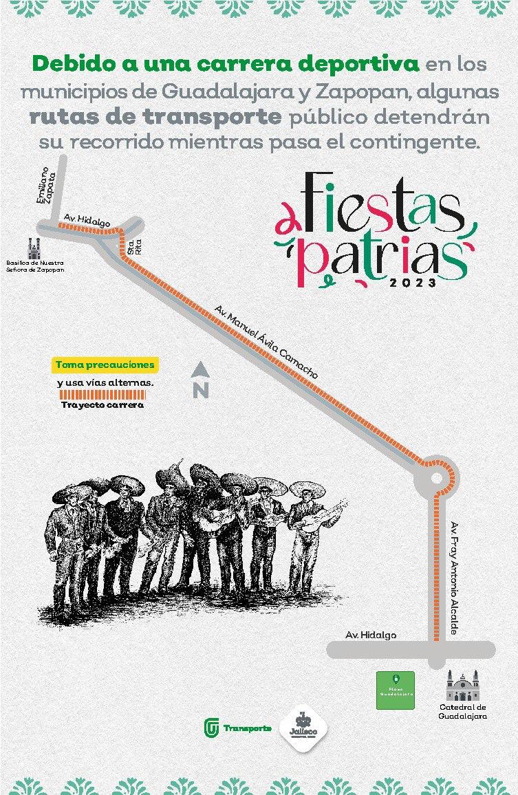 Debido a tres carreras atléticas en Guadalajara y Zapopan algunas rutas del transporte público modificarán y otras detendrán su recorrido  