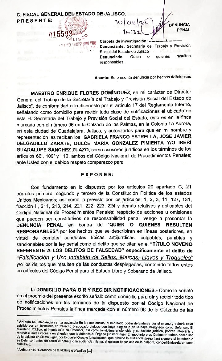 STyPS presenta denuncia penal contra falsificación de Distintivos de  Apertura de Establecimientos de Fase 0 | Gobierno del Estado de Jalisco