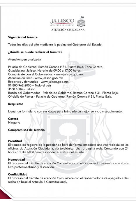 Carta Compromiso al Ciudadano  Gobierno del Estado de Jalisco